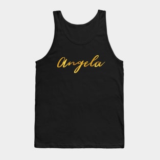 Angela Name Hand Lettering in Faux Gold Letters Tank Top